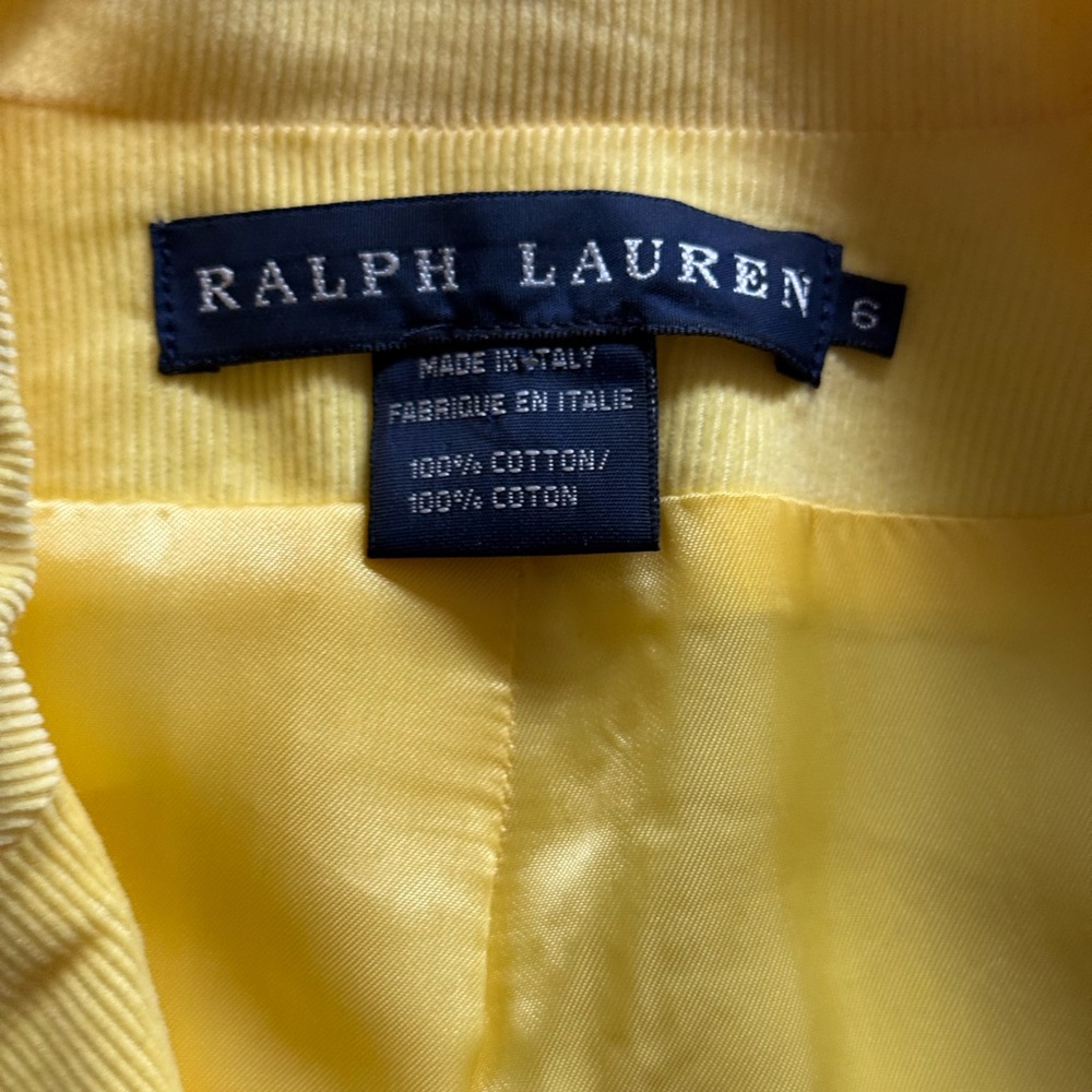 Ralph Lauren Bright Yellow 100% cotton, made in Italy Blazer - Picture 8 of 12